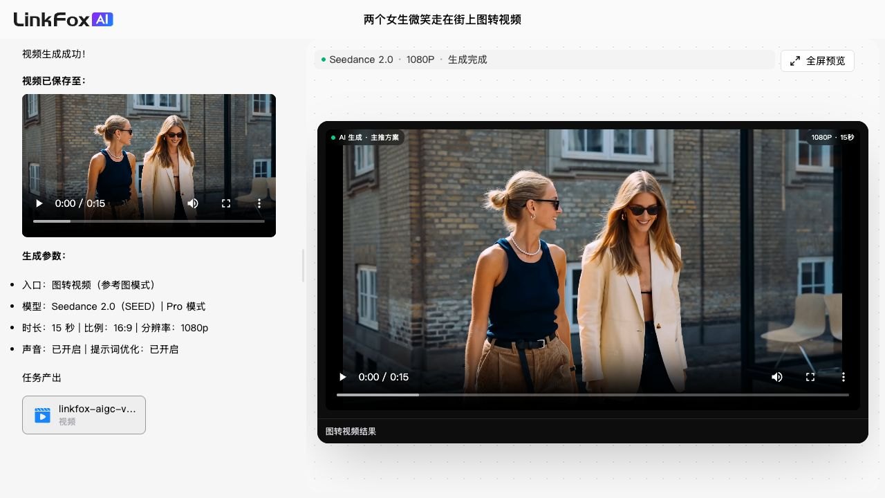 视频生成：图转视频 案例截图